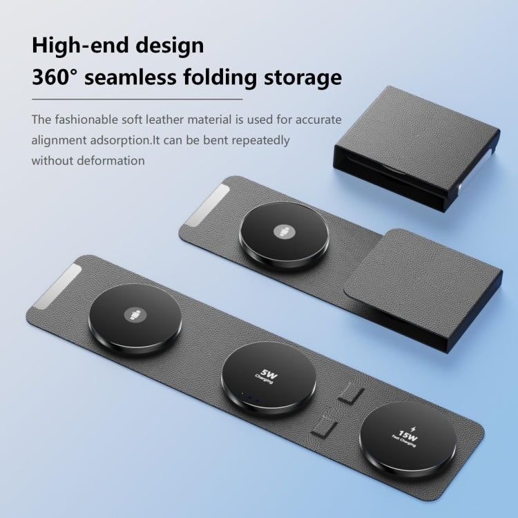 H34 15W 3 in 1 MagSafe Magnetic Folding Wireless Charger