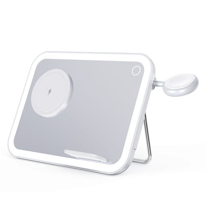 7.5W 3-in-1 MagSafe Magnetic Folding LED Makeup Mirror Night Light Wireless Charger, White, Pink, Black