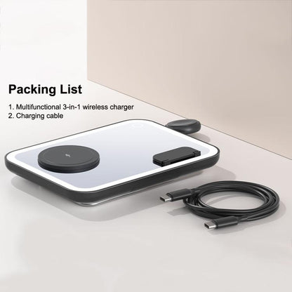 7.5W 3-in-1 MagSafe Magnetic Folding LED Makeup Mirror Night Light Wireless Charger, White, Pink, Black