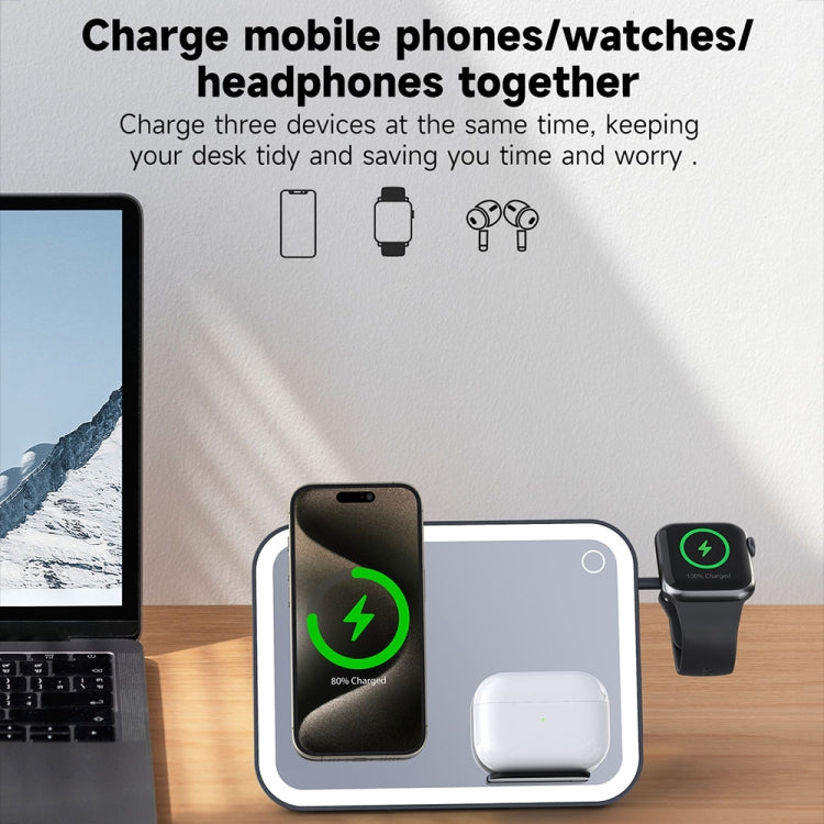 7.5W 3-in-1 MagSafe Magnetic Folding LED Makeup Mirror Night Light Wireless Charger, White, Pink, Black