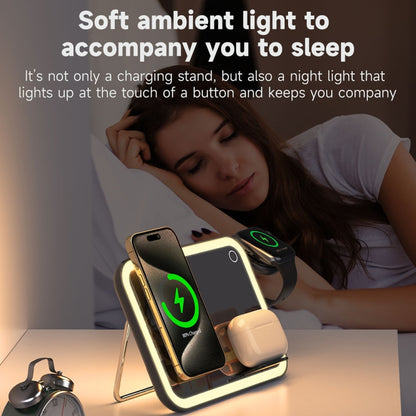 7.5W 3-in-1 MagSafe Magnetic Folding LED Makeup Mirror Night Light Wireless Charger, White, Pink, Black