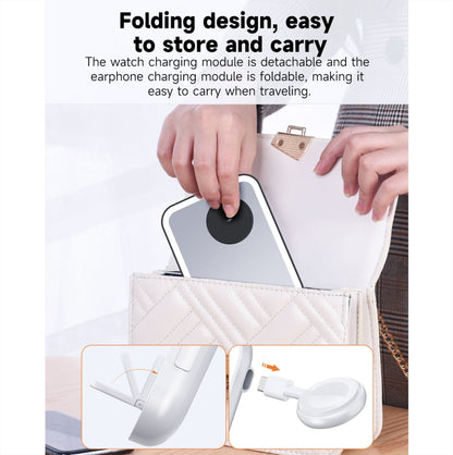 7.5W 3-in-1 MagSafe Magnetic Folding LED Makeup Mirror Night Light Wireless Charger, White, Pink, Black