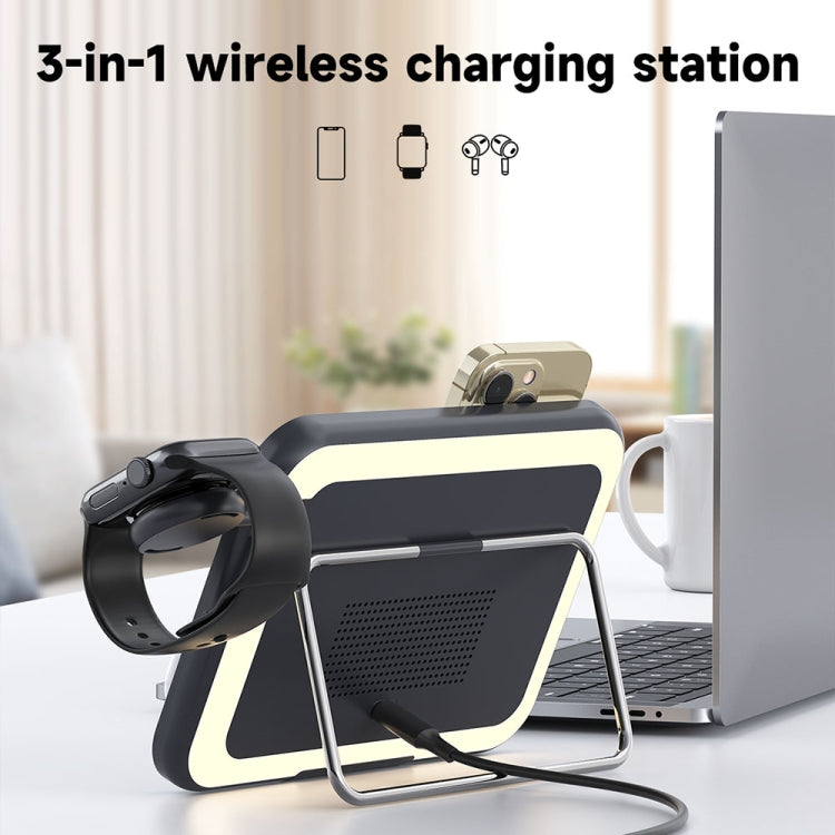 7.5W 3-in-1 MagSafe Magnetic Folding LED Makeup Mirror Night Light Wireless Charger, White, Pink, Black